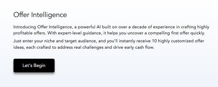Offer Intelligence Ai Tool to help you find your niche